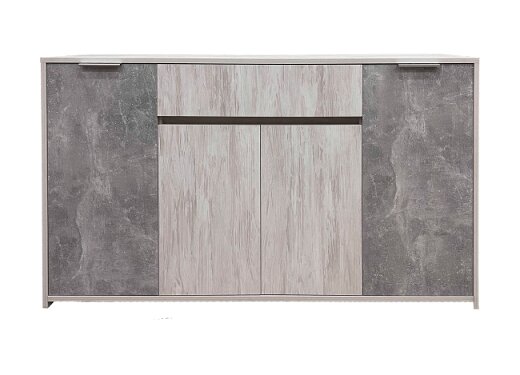 Комод напольный Фонте 1ш4д ФН-КМ-4-1я 1600х400х890 мм серый /артвуд светлый/ателье светлый 