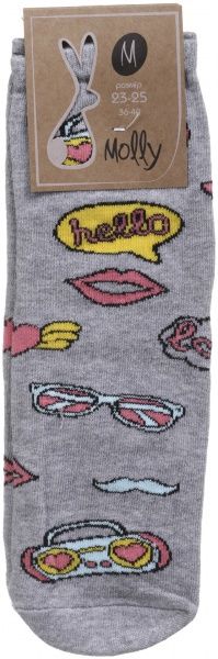 Носки женские Молли Магнитофон р. 23-25 серый 