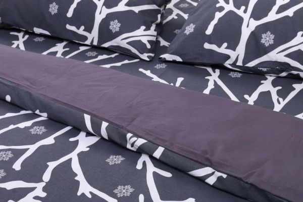 Комплект постельного белья Веточка 1,5 серый с рисунком Rigel 