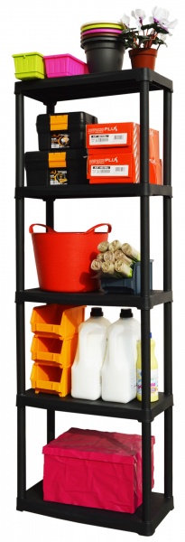 Стелаж Artplast чорний 1760x600x300 мм пластик полиця 5 шт. без покриття 
