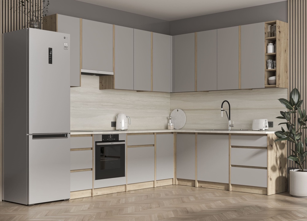 Тумба нижня з ящиками МС Злата 40х82х52 + фасад шиншила сіра/дуб артізан Грейд