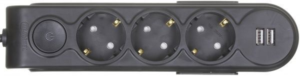 Удлинитель Makel с защитными шторками + USB с заземлением 3 гн. белый 3 м N3811143 