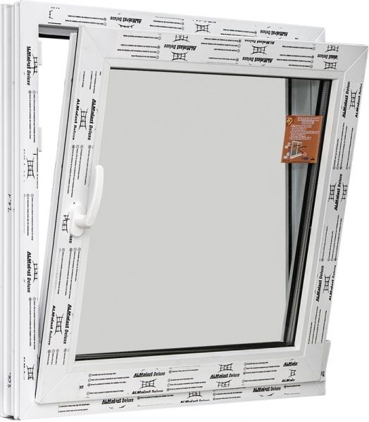 Окно поворотно-откидное ALMplast Delux 70 600x600 мм правое 