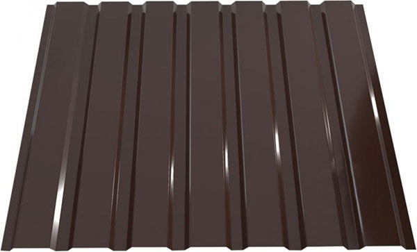 Профнастил глянцевый PSM ПР-15А 1155x2000 мм RAL 8017 коричневый