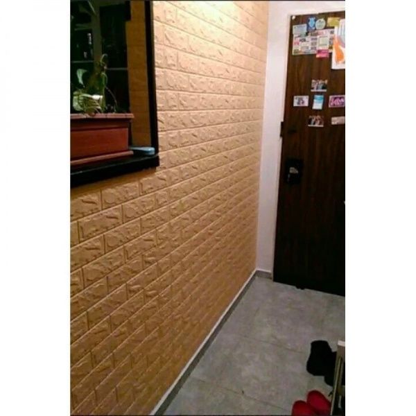 Декоративна наліпка 3D-панель цегла бежева 770x700x8 мм