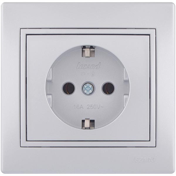 Розетка із заземленням Lezard Mira 16 А 250 В без шторок сірий 701-1010-122B