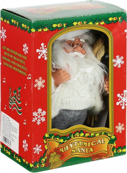 Декоративная фигура Дед Мороз с лыжами и подарками 18 см 