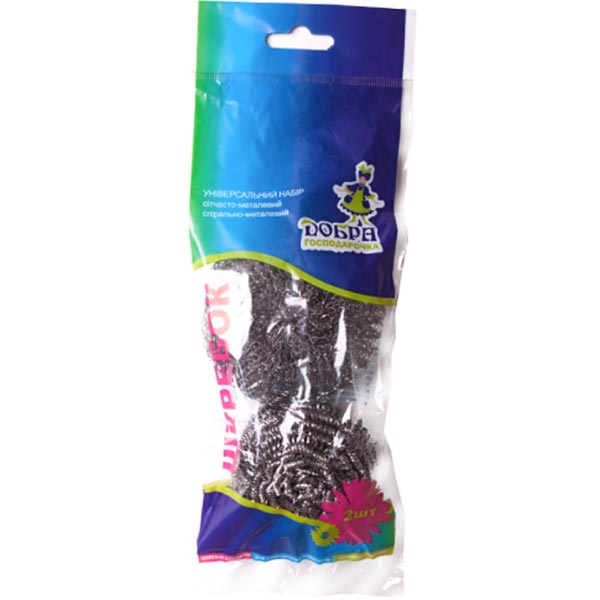 Скребок Добра господарочка универсальный сетчатый и спирально-металлический 2 шт.