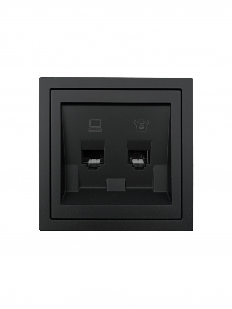 Механізм розетки комп'ютерна + телефонна HausMark Juna IP20 чорний 7041-4288-143