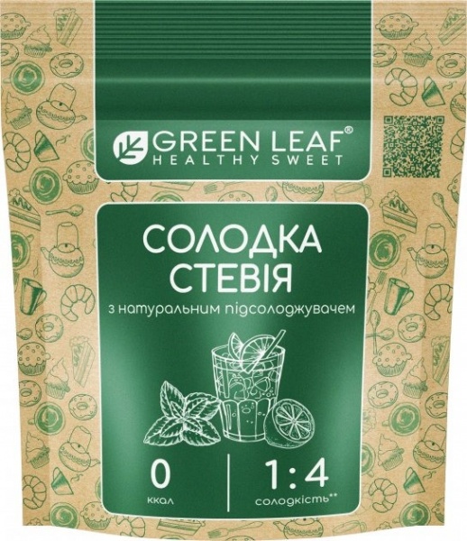 Замінник цукру Green Leaf Солодка Стевія (1:4) 100 г