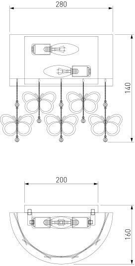 Бра Strotskis Papillon 2x40 Вт E14 белый/золото 288/2