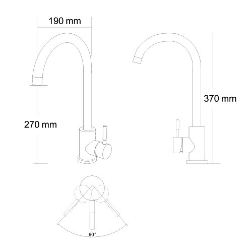 Смеситель для кухни RJ RAINBOW U-излив, чорний