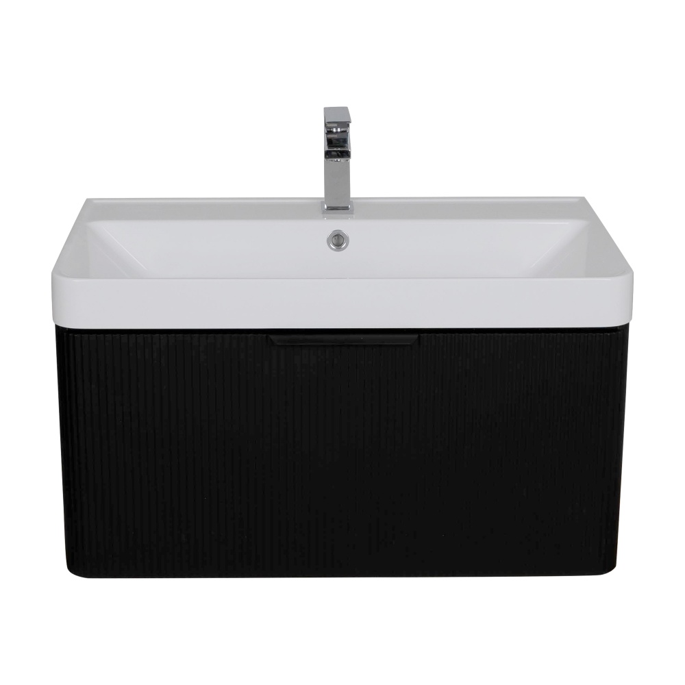 Тумба подвесная Aqua Rodos Frost Black с умывальником Deep 75 см (АР000127940)