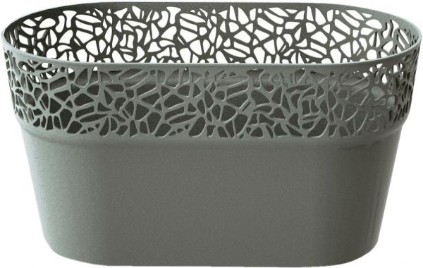 Кашпо пластикове Prosperplast Naturo овальний 6л сірий (78988-405) 