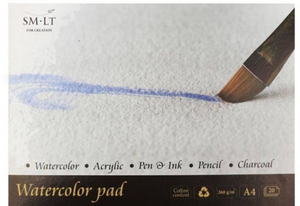 Склейка для акварели A4 21х29,7 см 260 г/м² 20 листов Smiltainis