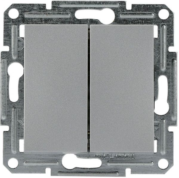 Перемикач прохідний двоклавішний Schneider Electric Asfora 10 А 250В IP20 алюміній EPH0600161