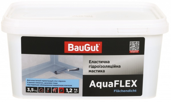 Мастика акрилова BauGut Еластична гідроізоляціяйна мастика AquaFlex 3,5 кг 2 л