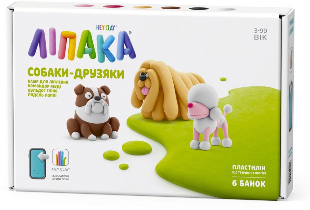 Набір пластиліну Lipaka Собаки-друзяки Комондор Муді Бульдог Гіпно Пудель Поппі 60057-UA01