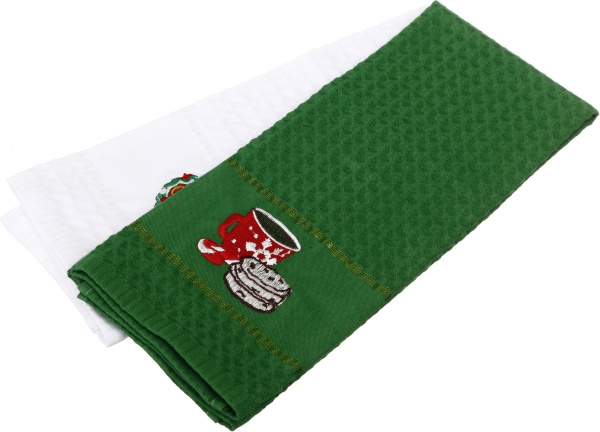 Набір рушників вафельних з вишивкою Різдвяна кава 2 шт. 40x60 см La Nuit різнокольоровий 