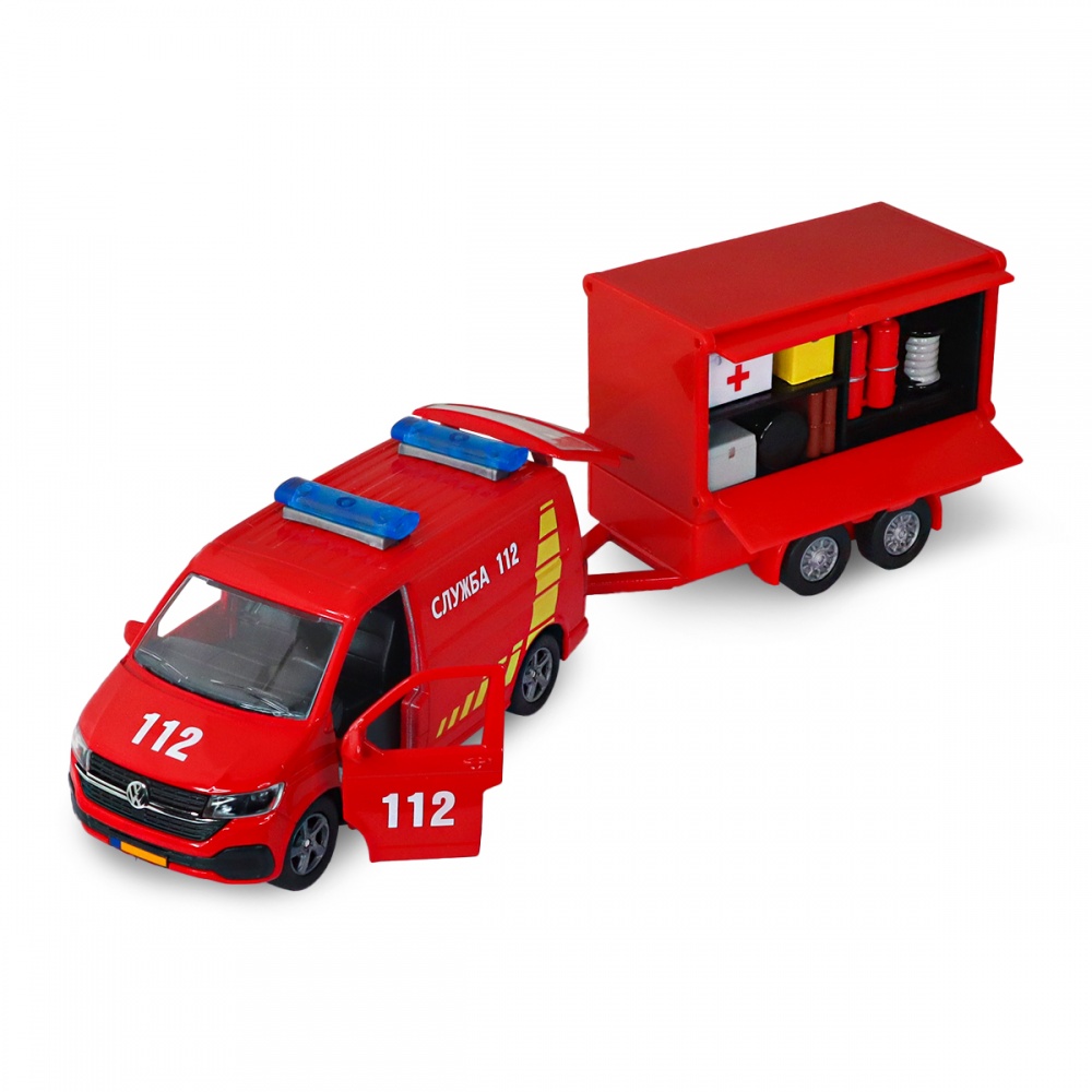 Игровой набор TechnoDrive 1:43 Volkswagen Служба 112 (с прицепом) 520322.270