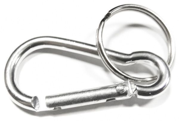 Комплект карабін 48х24х4 мм + кільце 25х1,5 мм сріблястий 