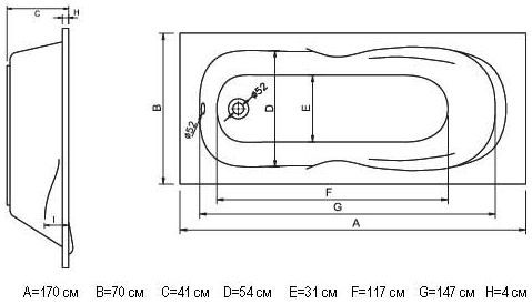 Ванна акрилова Koller Pool Delfi 170x70