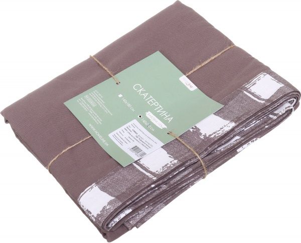 Скатертина капучіно з рамкою клітка 140x220 см капучино Домашній текстиль 