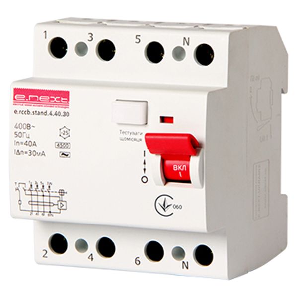 Дифференциальный автомат  E.next (e.rccb.stand.4.40.30) 4р 40 А 30 мА s034004