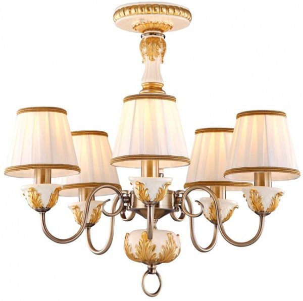 Люстра подвесная Arte Lamp Benessere 5xE14 бело-золотистый A9570PL-5WG 