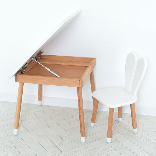 Комплект стол и стул ArinWOOD Зайчик Table с ящиком белый 04025 