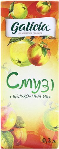 Сік Galicia з м'якоттю Смузі яблуко-персик