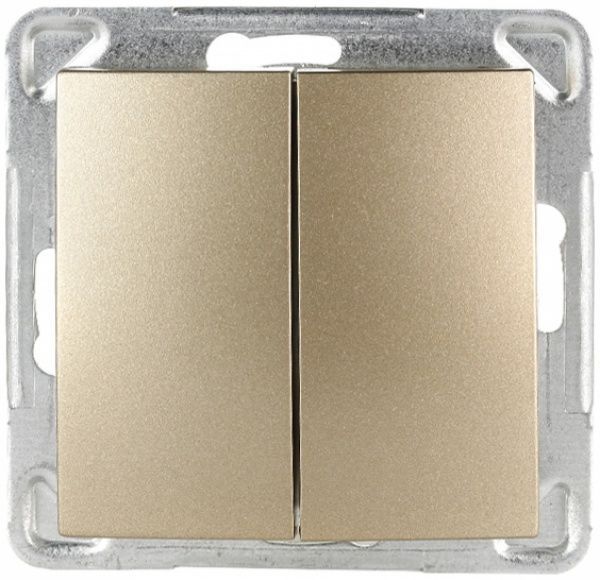 Вимикач двоклавішний Ospel Impresja без підсвітки 16 А 250В IP20 золотий