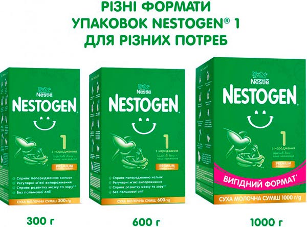 Суха молочна суміш Nestle Nestogen для дітей з народження з лактобактеріями 1 L.Reuteri 600г 7613287103680