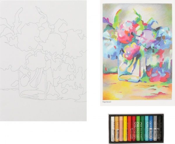 Набор, пастельная живопись по контурам Гортензії Rosa Talent 