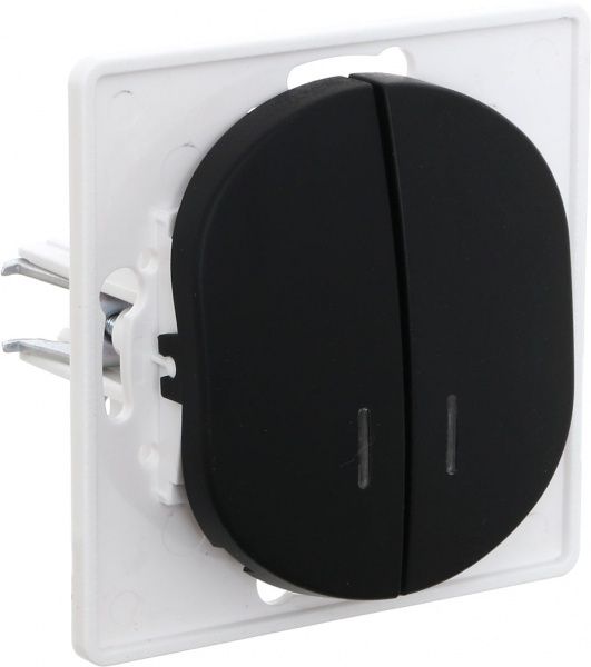 Вимикач двоклавішний Aling-Conel Eon з підсвіткою 10 А 250В чорний E626.E1