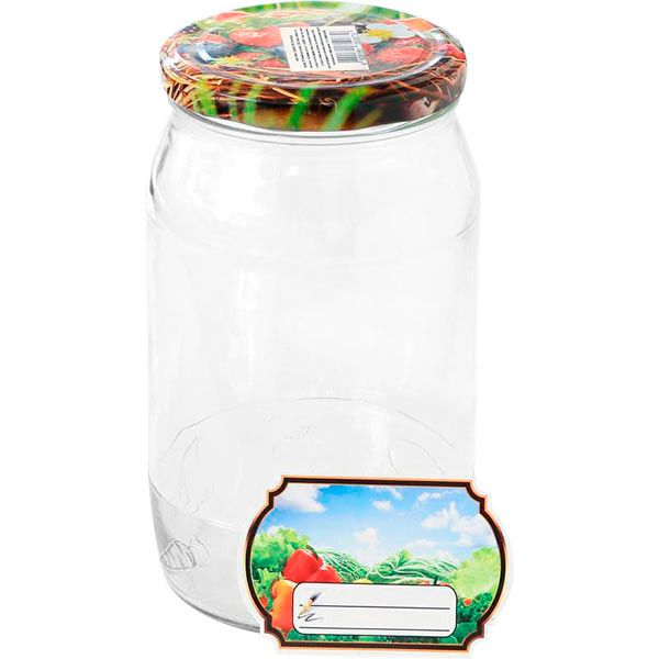 Банка з кришкою З наклейкою 900 мл 