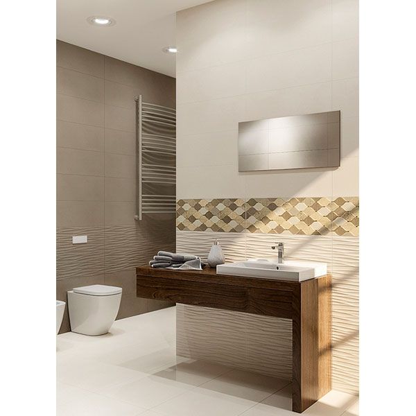 Плитка InterCerama Luna бежевая темная рельеф 23х60 175 022 / Р 