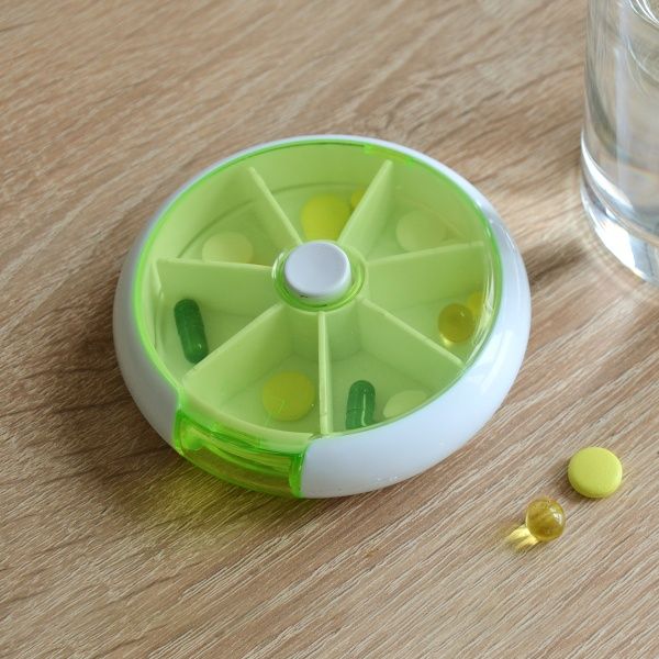 Органайзер для таблеток MVM PC-05 GREEN на 7 дней (таблетница) 10x90x90 мм