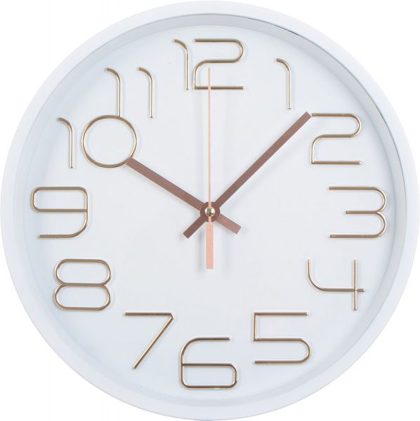 Часы настенные Moment белый с золотыми цифрами 30 см