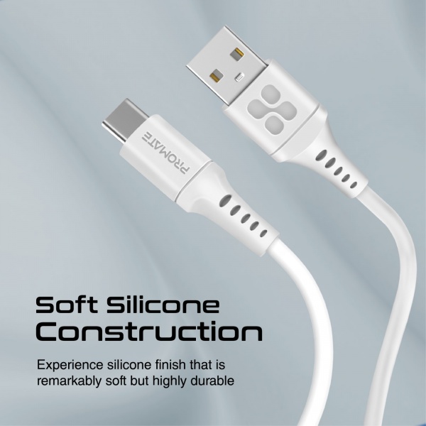 Кабель Promate PowerLink-AC120 USB-A to USB-C 3А 1,2 м білий (powerlink-ac120.white) 