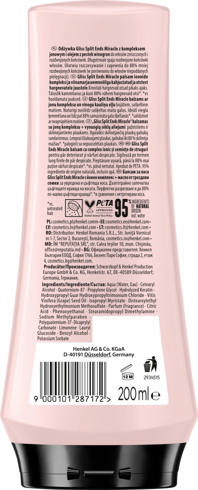 Бальзам GLISS для пошкодженого волосся Split Ends Miracle 200 мл