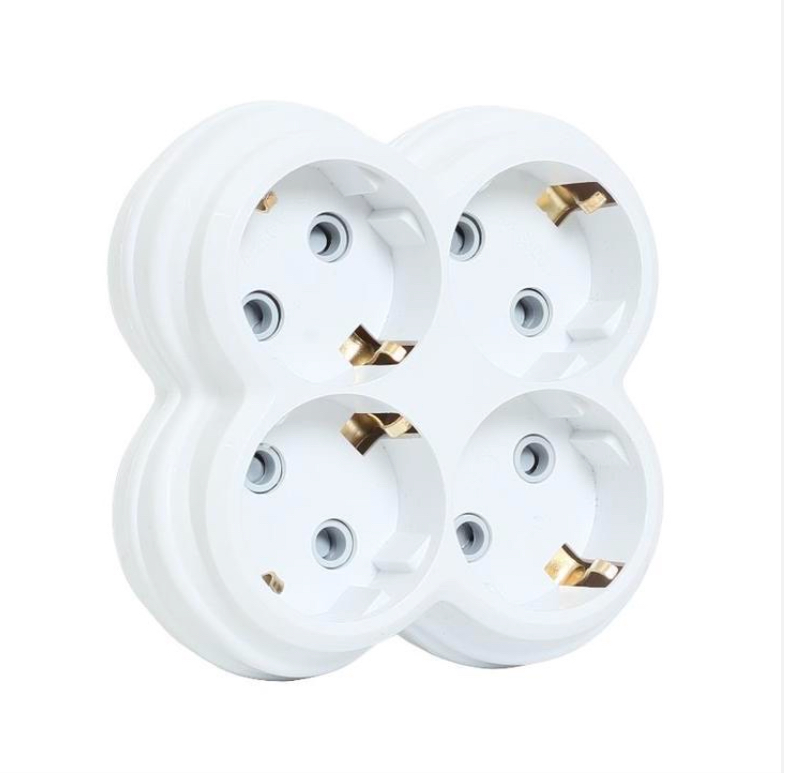 Разветвитель ERKA с заземлением 4 гн. белый 260108-4