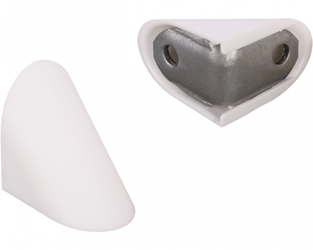 Кріплення для полиць DC кутник 19x27 мм металевий одинарний з накладкою білий упаковка 2 шт
