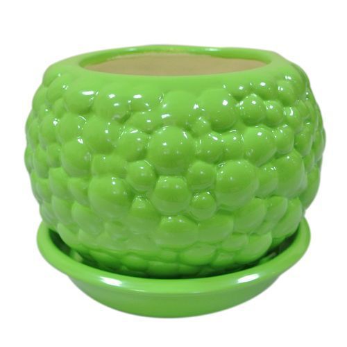 Горщик керамічний Оріана-Запоріжкераміка Куля bubble круглий 9л лайм 