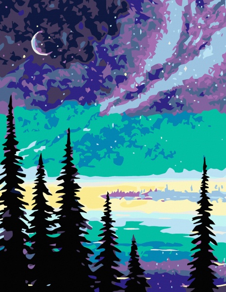 Набір, техніка акриловий живопис за номерами Зимовий пейзаж 3 35х45 см Rosa Start 