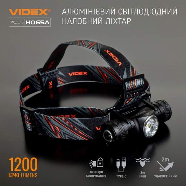 Фонарь налобный Videx светодиодный VLF-H065A 1200Lm 5000K