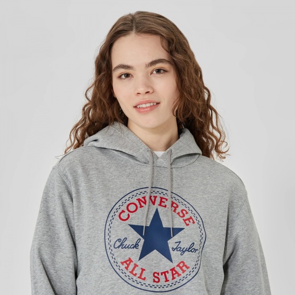Джемпер Converse STANDARD FIT CENTER FRONT LARGE CHUCK PATCH CORE PO HOODIE FT 10025469-035 р. XL сірий