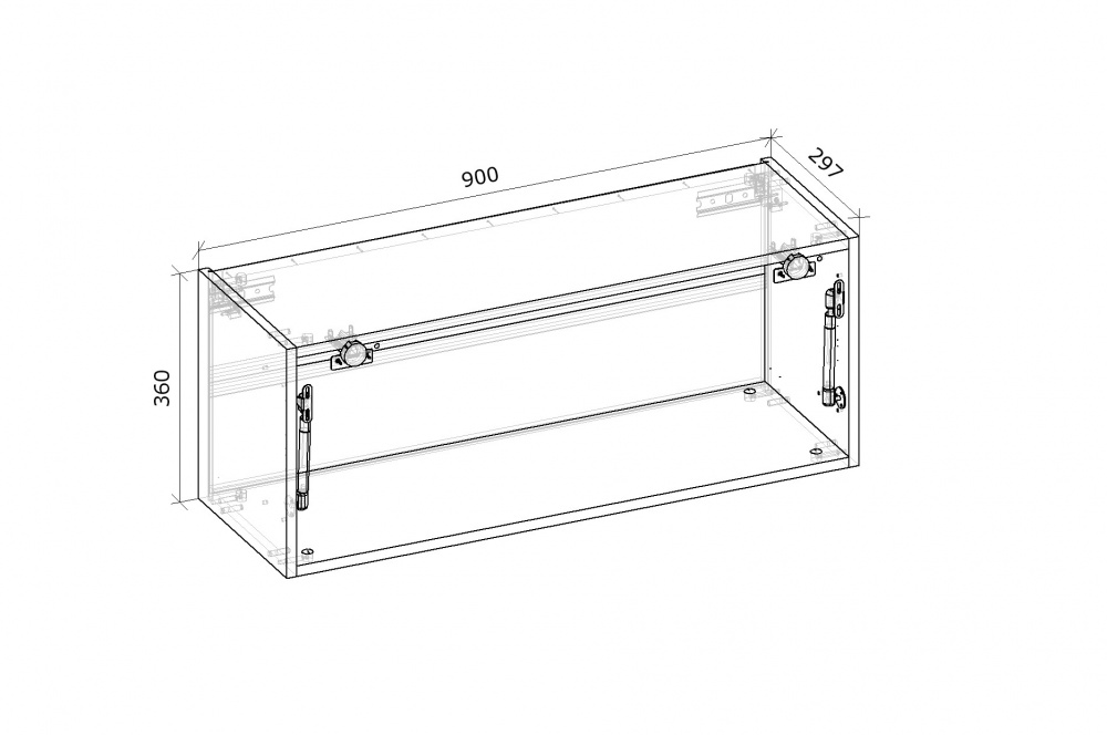 Шкаф верхний Грейд Оптимум с газлифтом LS (фас.СВ) 900x360x297 мм серый графит