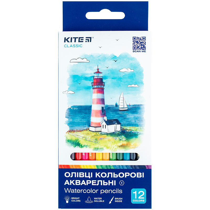 Карандаш акварельный 12 шт. Classic KITE — фото 1
