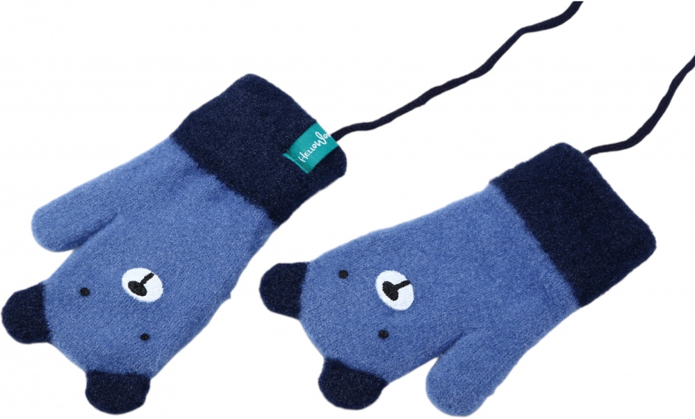 Рукавицы HW для мальчиков медведь р.10-12 /темно-синий